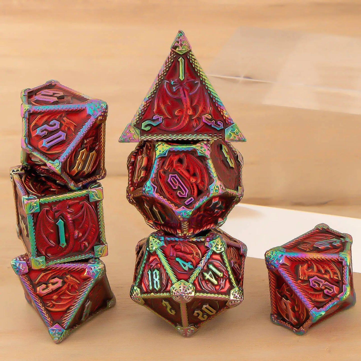 Ethereal Drakon 7 Dice Set - Prism Phoenix