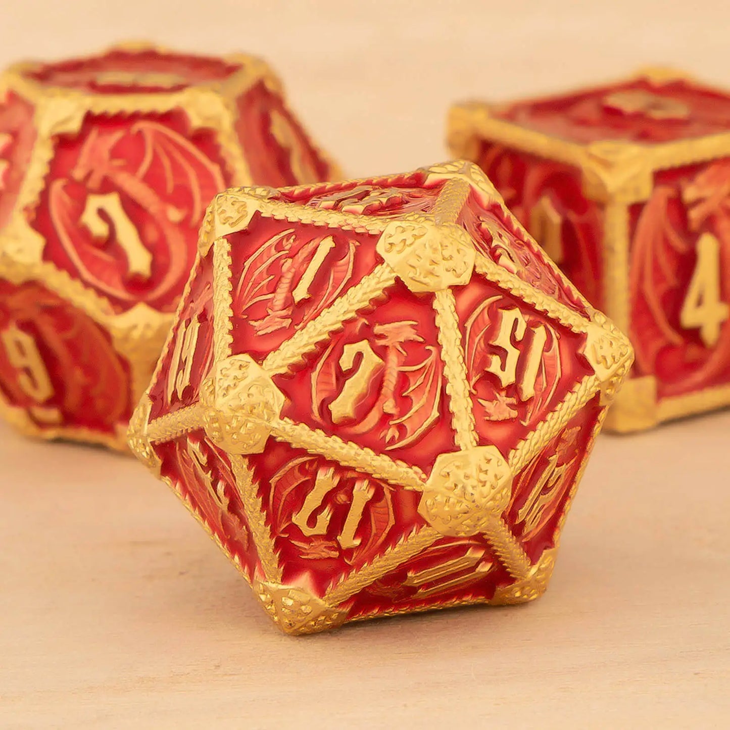 Ethereal Drakon 7 Dice Set - Crimson Coronet