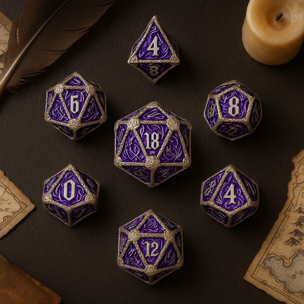 Ethereal Drakon 7 Dice Set | Nebula Knight Purple