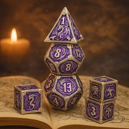 Ethereal Drakon 7 Dice Set | Nebula Knight Purple