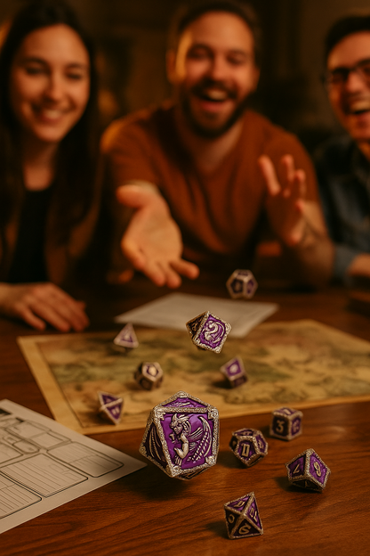 Ethereal Drakon 7 Dice Set | Nebula Knight Purple