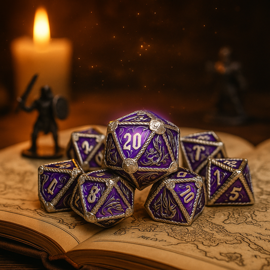 Ethereal Drakon 7 Dice Set | Nebula Knight Purple