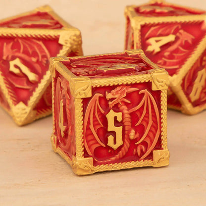 Ethereal Drakon 7 Dice Set -  Crimson Coronet